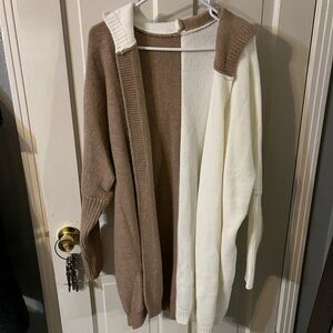 Two-Tone Brown and Cream Women's Sweater